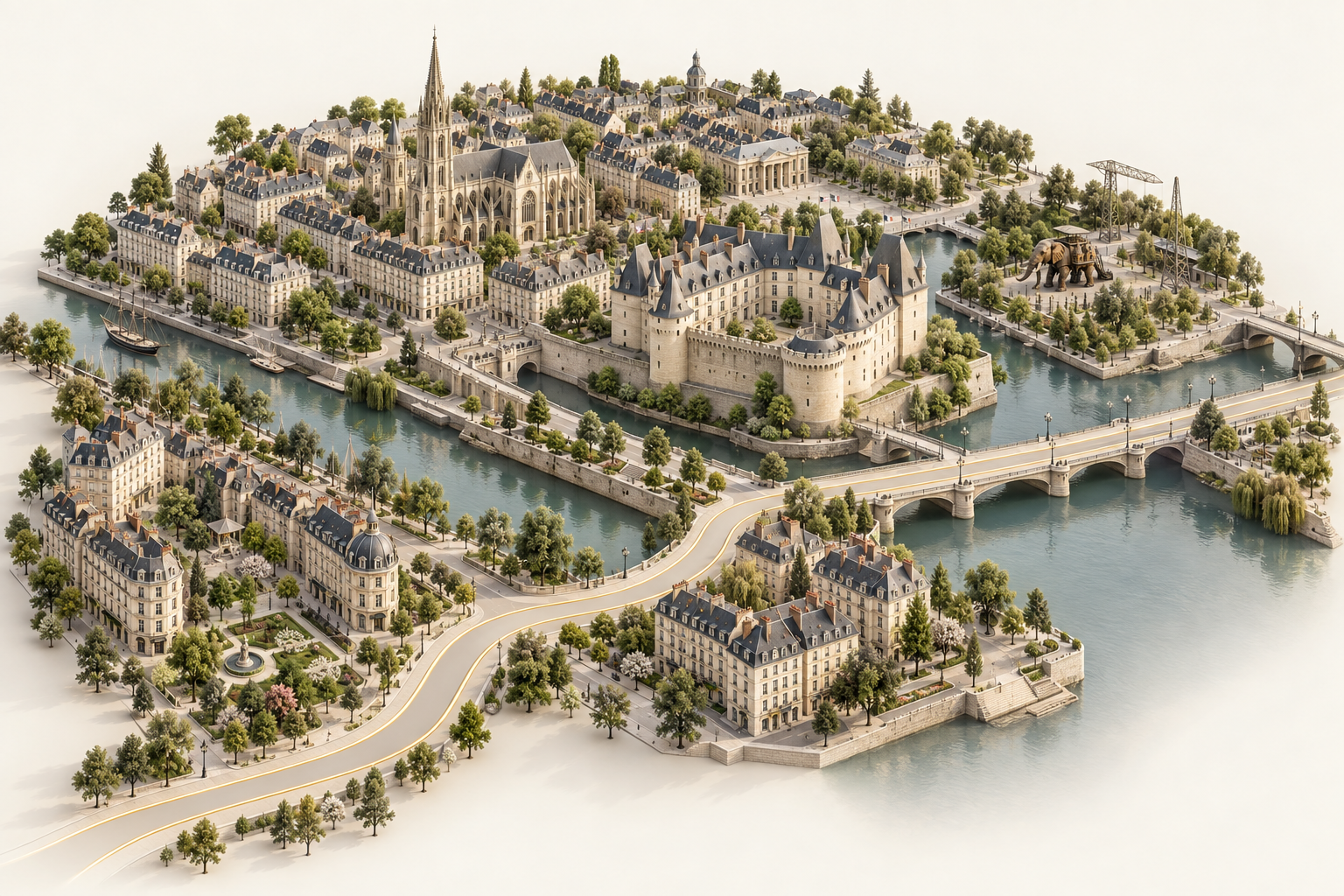Une interprétation isométrique de Nantes, de la Loire au château des ducs de Bretagne